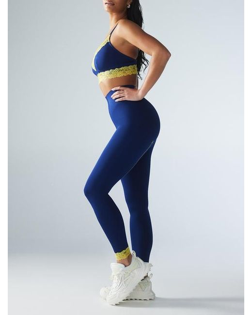 Savage X Blue Hotline Lace-trimmed High-waist Leggings