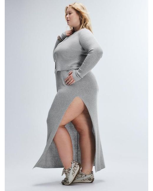 Savage X Gray Featherweight Knit Slit Skirt