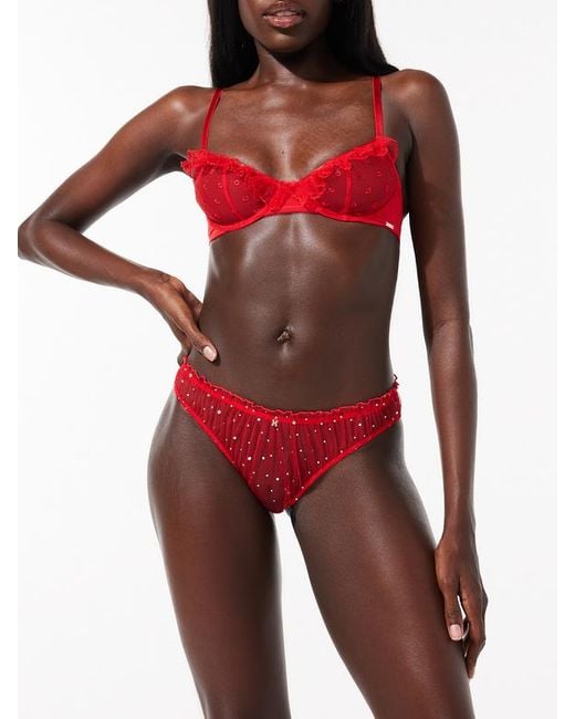 Savage X Red Sparkle Puff Cut-out Knickers + Valentine Box