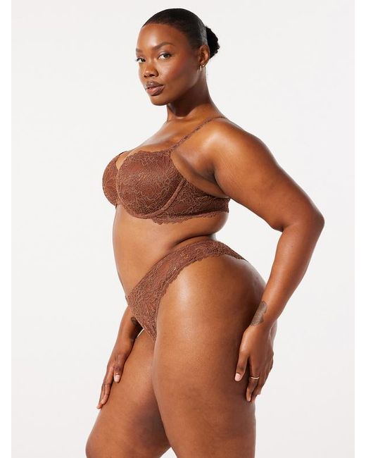 Savage X Brown Romantic Corded Lace Padded Demi Bra