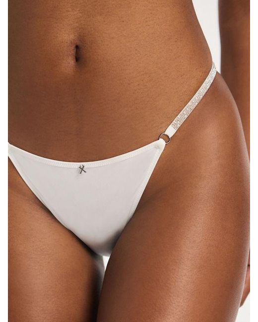 Savage X Brown Midnight Microfiber Rhinestone G-string Knickers