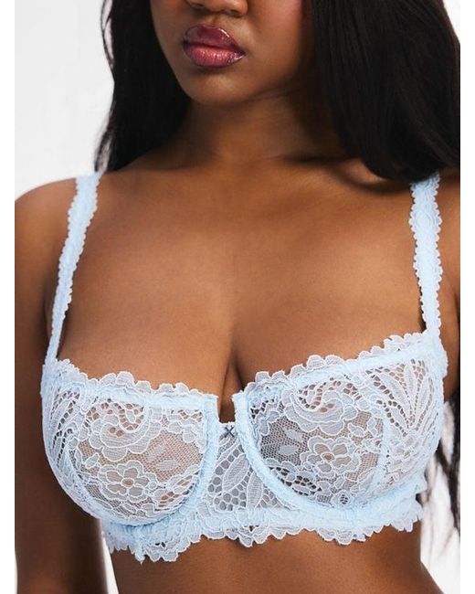 Savage X Blue Romantic Corded Lace Unlined Balconette Bra