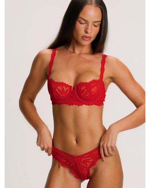 Savage X Red Romantic Corded Lace Unlined Balconette Bra