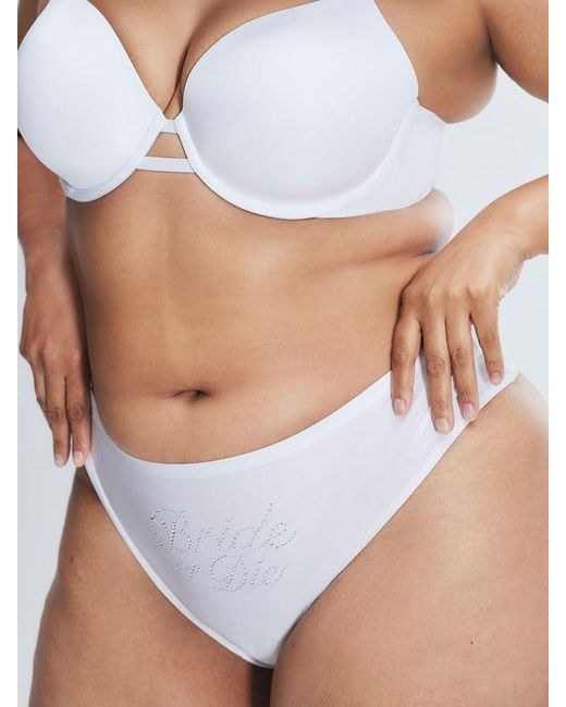 Savage X White New Microfiber Bridal Thong Panty