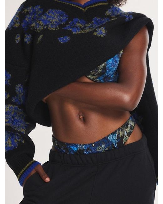 Savage X Blue Floral Rush High-leg Bikini Knickers