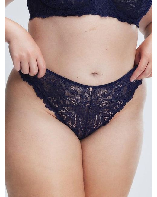 Savage X Blue Romantic Corded Lace Brazilian Knickers