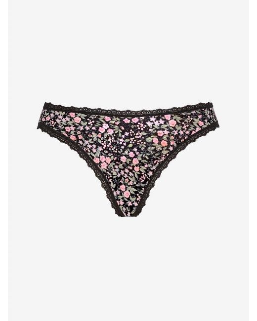 Savage X Natural Cotton Essentials Lace-trim Mid-rise Thong Panty