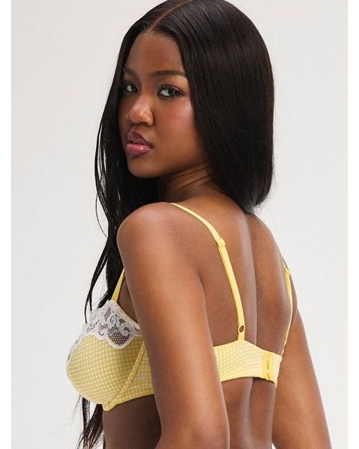 Savage X Yellow Swirly Girly Unlined Low-cut Balconette Bra