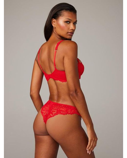 Savage X Red Romantic Corded Lace Unlined Balconette Bra
