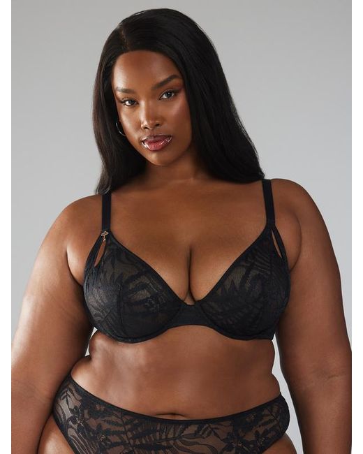 Savage X Black Shadowplay Lace Unlined Plunge Bra