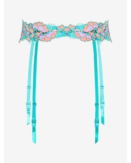 Savage X Blue Floral Trip Lace Garter Belt