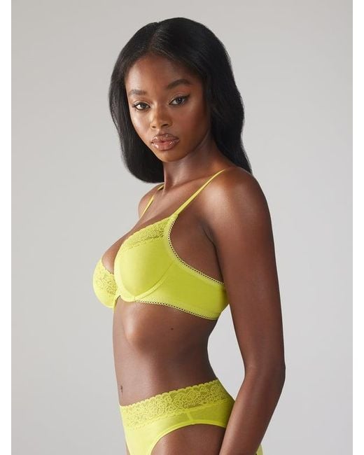 Savage X Green Cotton Essentials Lace-trim Unlined Bra