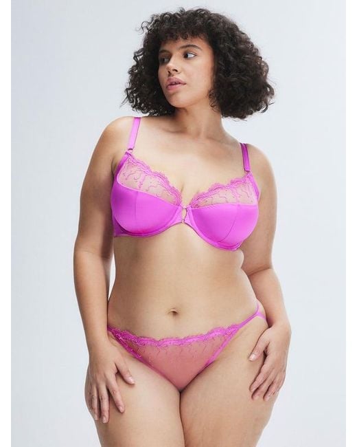 Savage X Purple Loveline Satin Half-cup Demi Bra