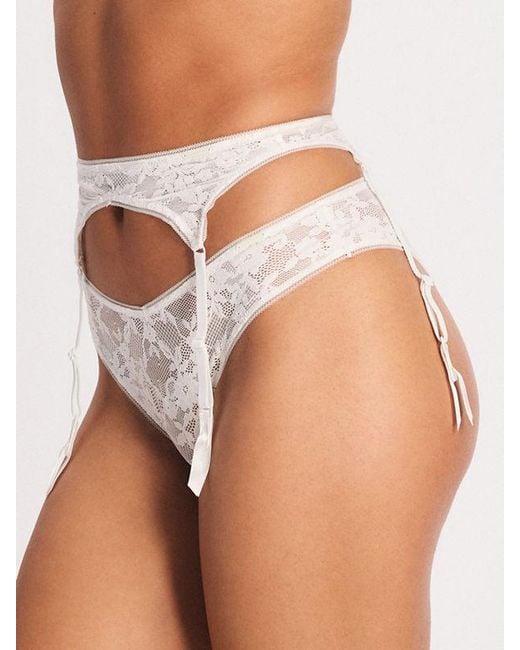 Savage X White Luxe Lace Garter Belt