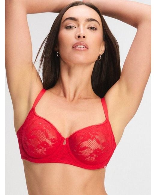 Savage X Red Luxe Lace Unlined Low-cut Balconette Bra