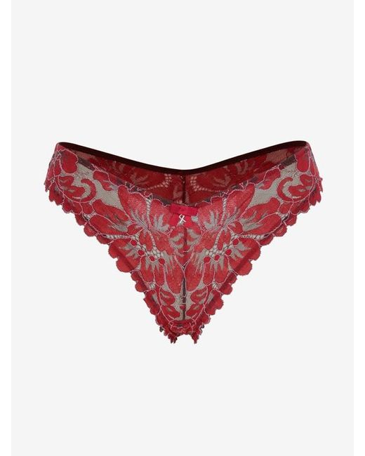 Savage X Red Floral Corded Lace Brazilian Knickers