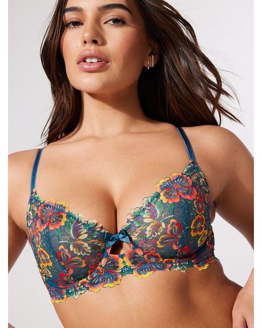 Savage X Blue Sunchaser Lace Unlined Plunge Bra