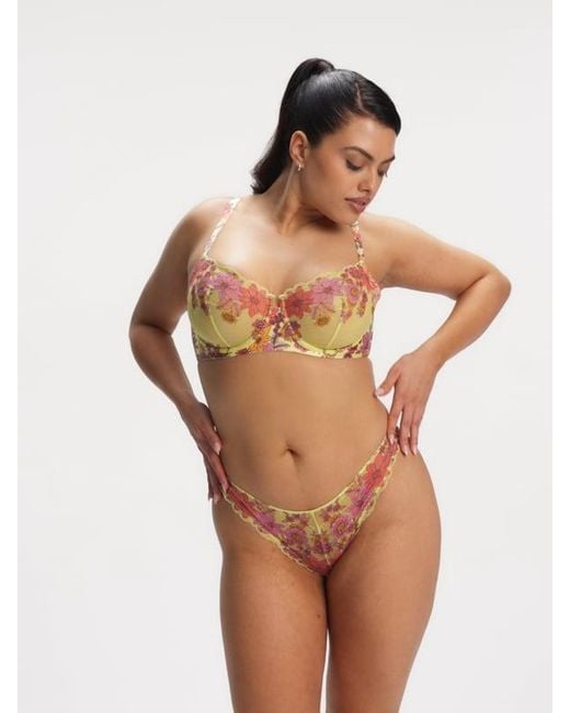 Savage X Yellow Mod Poppy Lace Brazilian Panty