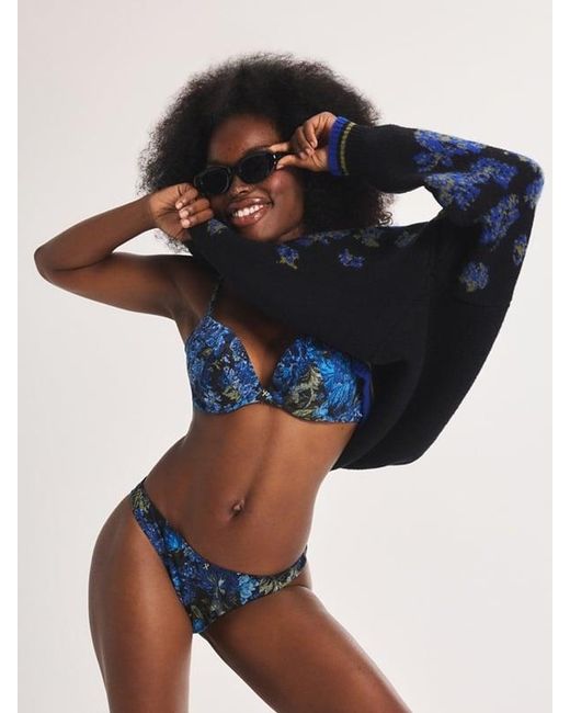 Savage X Blue Floral Rush High-leg Bikini Knickers
