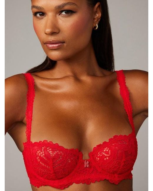 Savage X Red Romantic Corded Lace Unlined Balconette Bra