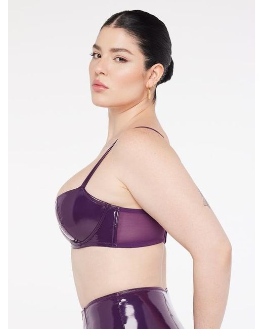 Savage X Purple Leather Tease Vinyl Low-cut Balconette Bra