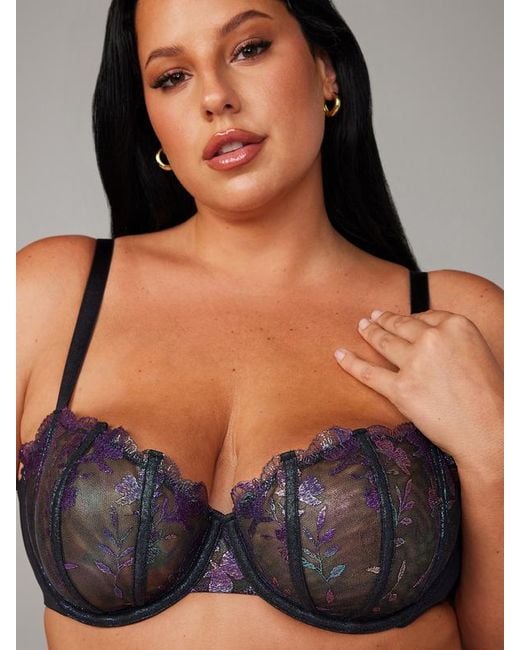 Savage X Black Midnight Sweat Unlined Embroidered Balconette Bra