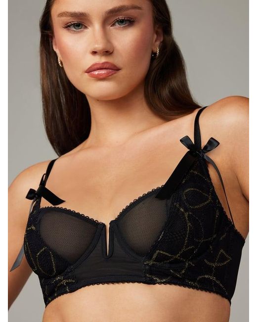 Savage X Black Peep Show Premiere Unlined Lace Balconette Bra