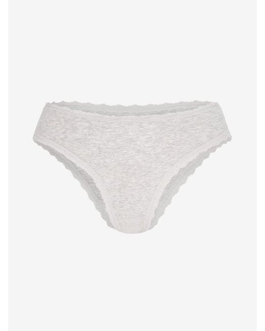 Savage X Gray Cotton Essentials Lace-trim Cheeky Knickers
