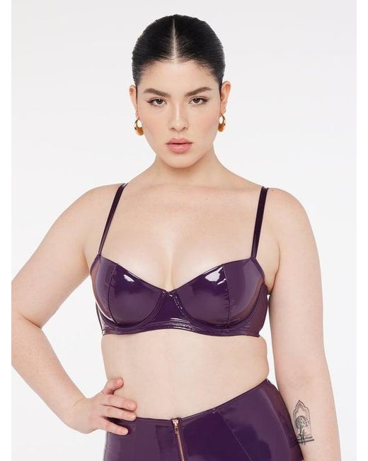 Savage X Purple Leather Tease Vinyl Low-cut Balconette Bra