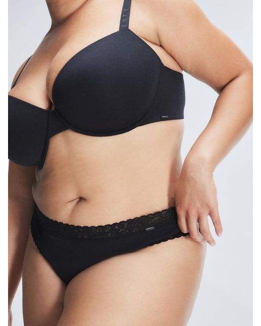 Savage X Black Cotton Essentials Classic Lace-trim Cheeky Knickers