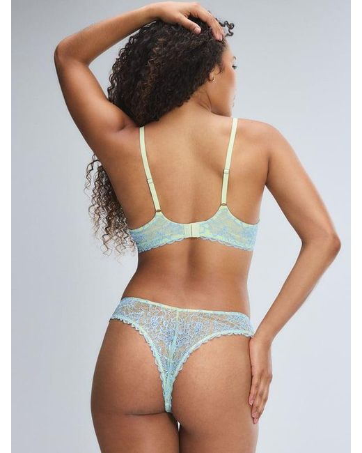 Savage X Blue Keepsake Lace Unlined Demi Bra