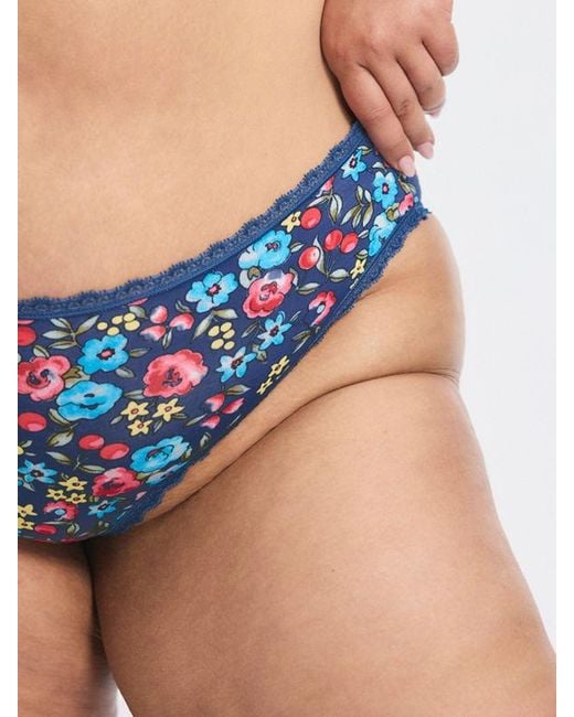 Savage X Blue Cotton Essentials Lace-trim Cheeky Knickers