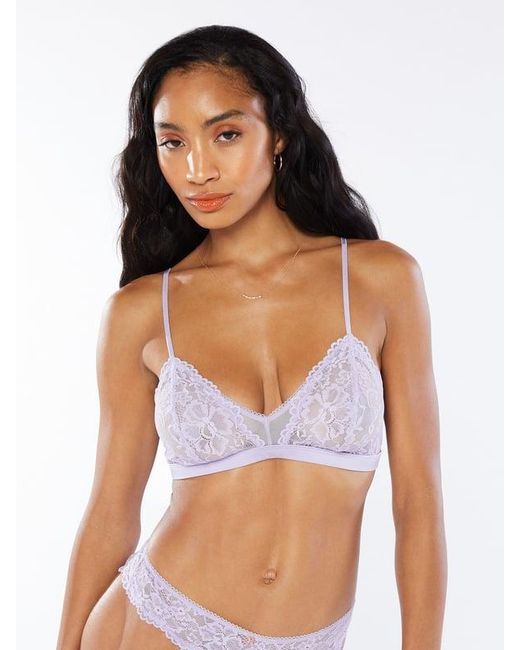 Savage X Brown Floral Lace & Mesh Bralette