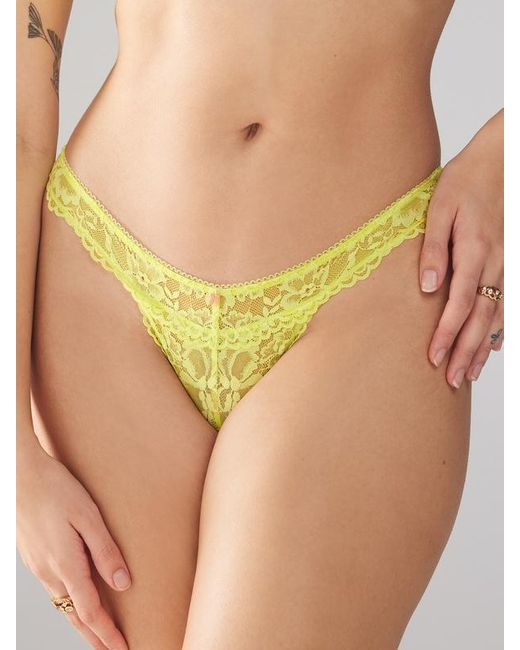 Savage X Yellow Floral Lace High-waist Thong Knickers