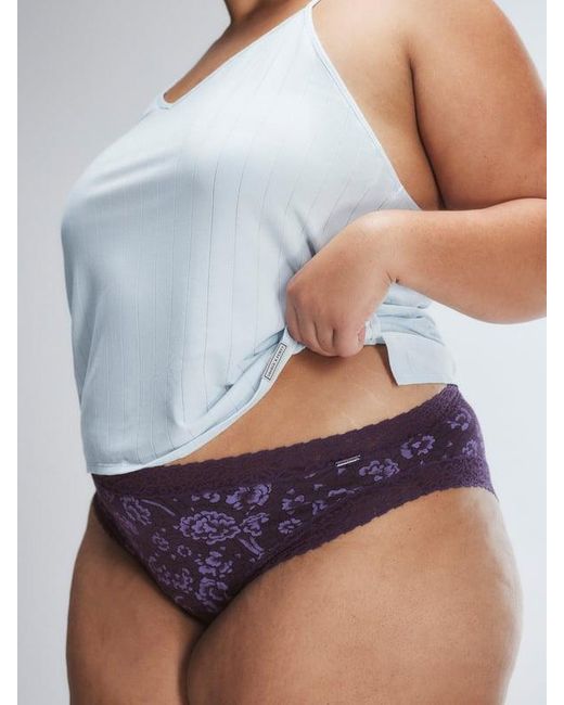 Savage X Purple Cotton Essentials Lace-trim Cheeky Knickers