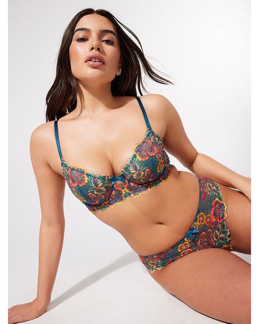 Savage X Blue Sunchaser Lace Unlined Plunge Bra