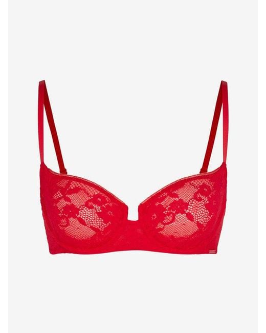 Savage X Red Luxe Lace Unlined Low-cut Balconette Bra
