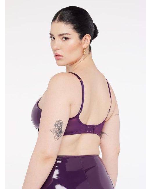 Savage X Purple Leather Tease Vinyl Low-cut Balconette Bra