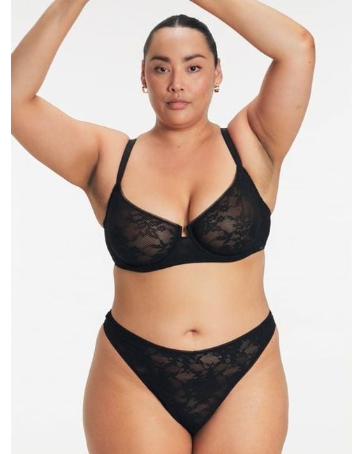 Savage X Black Luxe Lace Thong Panty