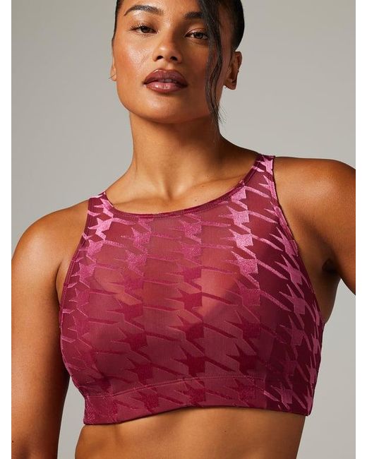 Savage X Red Risque Taker Houndstooth Medium-impact Sports Bra