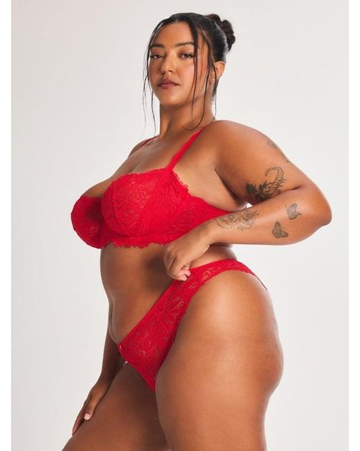 Savage X Red Romantic Corded Lace Unlined Balconette Bra