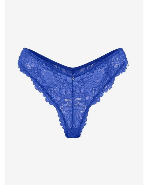 Savage X Blue Romantic Corded Lace Brazilian Knickers