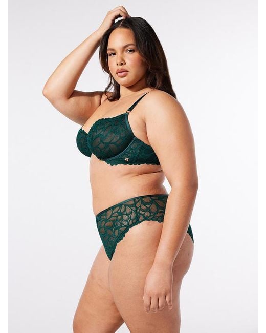 Savage X Savage Not Sorry Unlined Lace Balconette Bra in Green