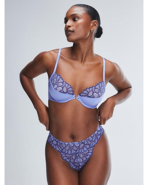 Savage X Blue Savage Not Sorry Half-cup Plunge Bra With Lace