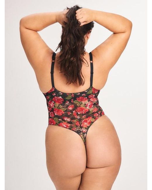 Savage X Red Sinful Rose Printed Lace Teddy