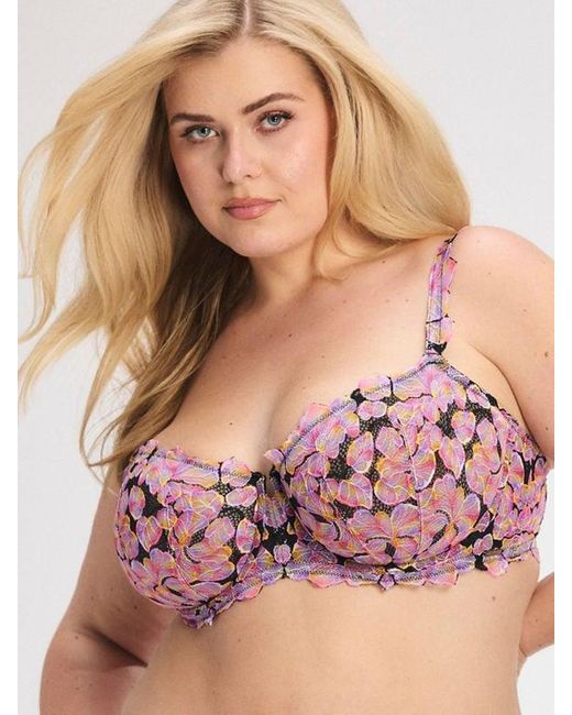 Savage X Red Sun Tide Floral Lace Unlined Balconette Bra
