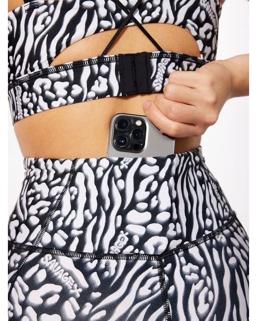 Savage X Blue Sky-hi Logo Patch Super High-waist Pocket Leggings