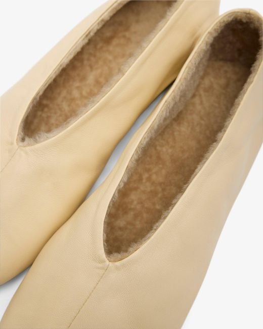 The Row Natural Stella Butter Shearling Ballet Flats