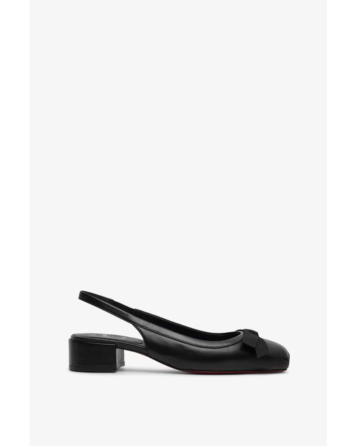 Christian Louboutin White Mamaflirt Black Leather Sling Pumps