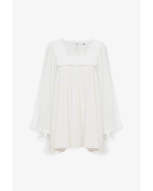 【関税&送料込】Chloe Silk Crepon Mini Dress CHLOÉ | Lace Trim Silk Crêpon Mini Dress | Women | Lane Crawford
